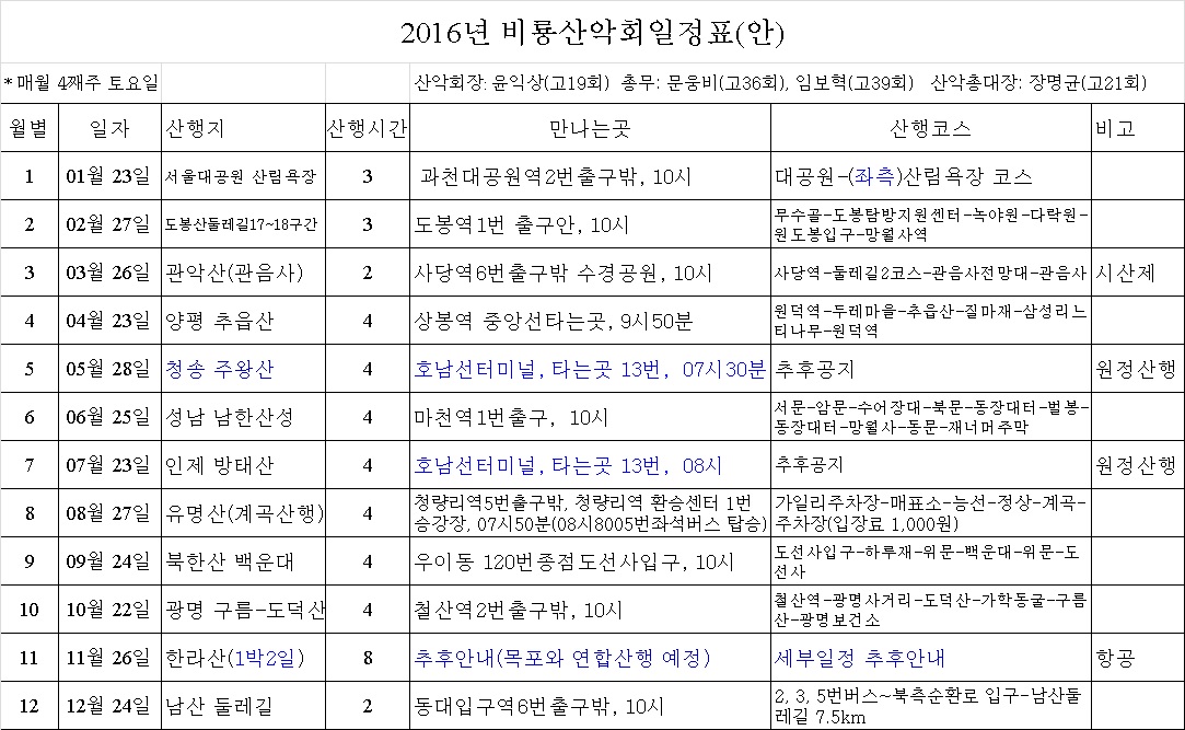 [크기변환]2016년도 비룡산악회 일정표.jpg
